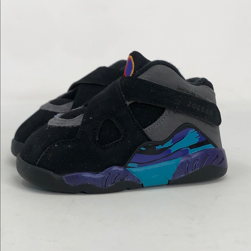 Nike Air Jordan 8 (TD) Retro Aqua Black Purple Toddler Sneakers - Size 7C